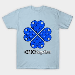 Brick Together Heart Flower - Blue T-Shirt